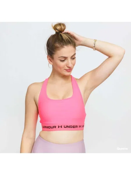 Спортен сутиен Under Armour Crossback с изчистен дизайн розово