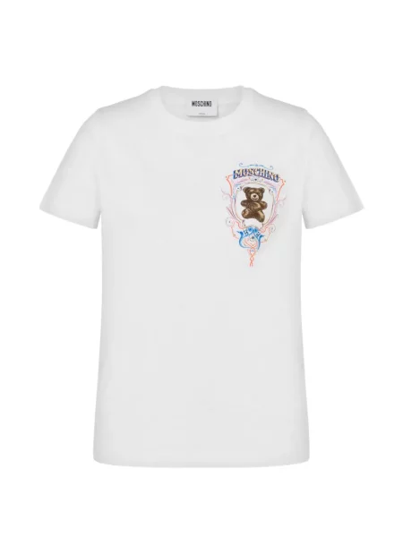 Ursuleț de pluș tricou Moschino cu imagine alb