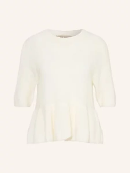 Sweter z dzianiny z mieszanka wełny z alpaki model Thora' Mos Mosh beżowy