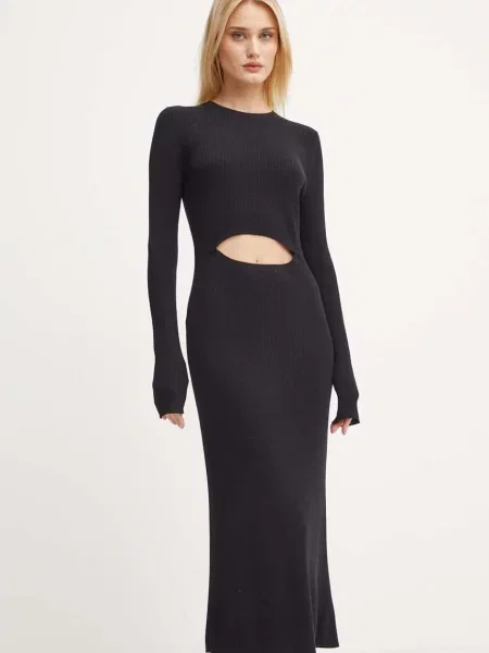 Diesel sukienka wełniana M-PELAGOS midi dopasowana czarny