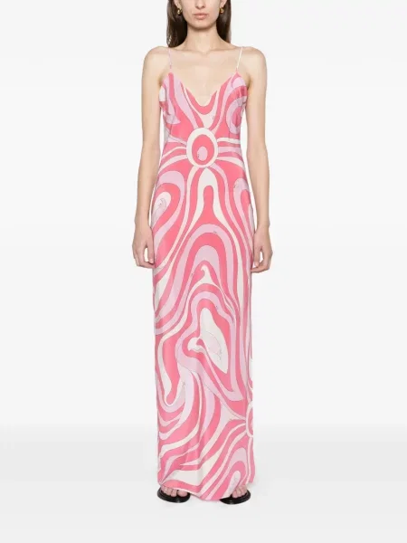 Rochie maxi Pucci de mătase cu imagine roz