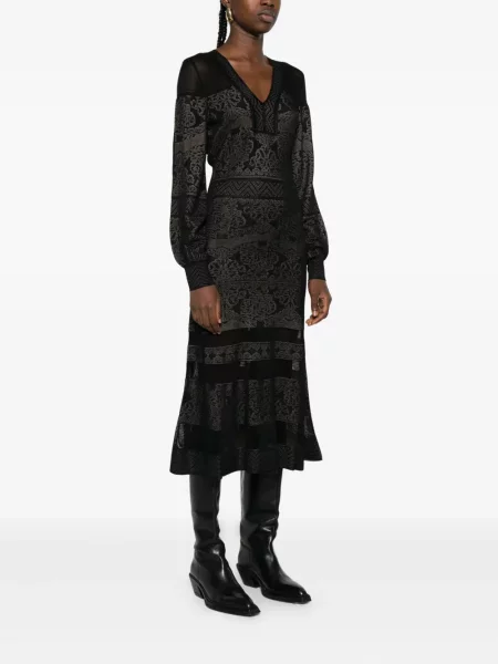 Rochie maxi Twinset cu decolteu în V de costum negru