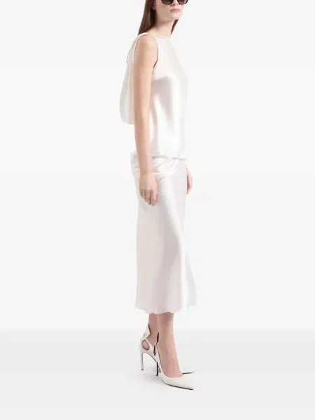 Fustă midi Nina Ricci asimetrică drapată alb