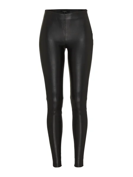 SELECTED FEMME Leggings SFSYLVIA MW STRETCH LEATHER' negru