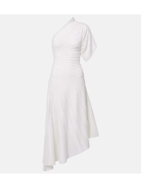 Sukienka midi Alaïa wełniana do kolan garniturowa biała