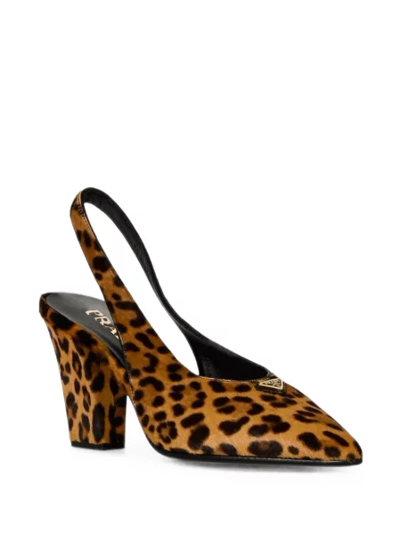 Pantofi cu toc Prada din piele slingback maro