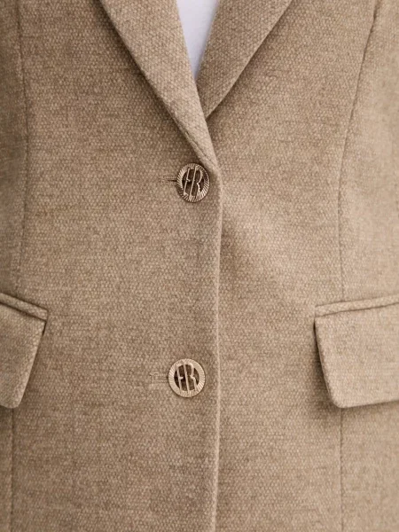 Піджак з домішкою вовни Fracomina однобортний однотонний бежевий