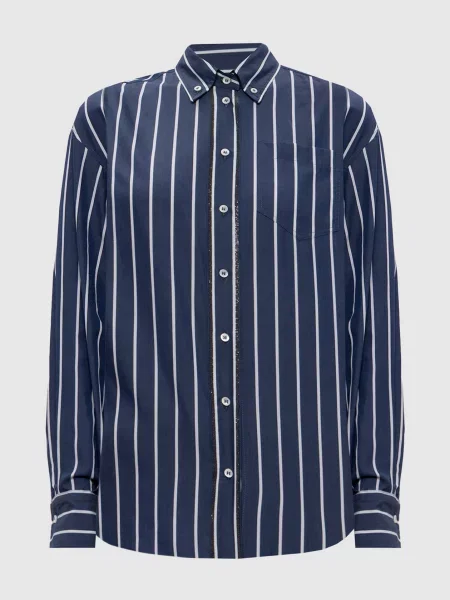 Рубашка Brunello Cucinelli в полоску синяя