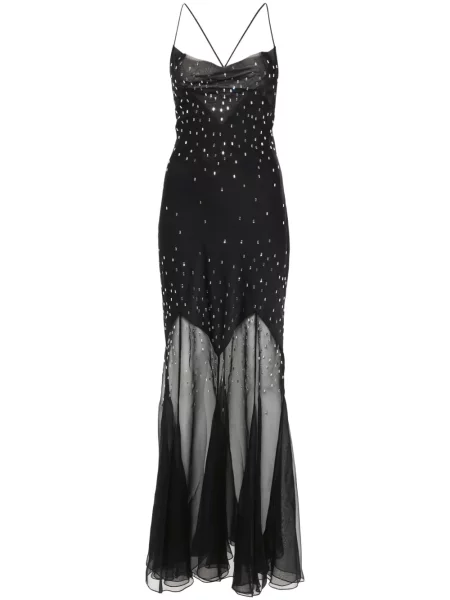 Rochie maxi Rabanne de cristal lungă de costum negru