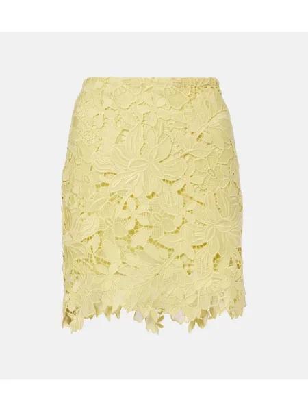 Fustă Sportmax cu model floral din dantelă galben