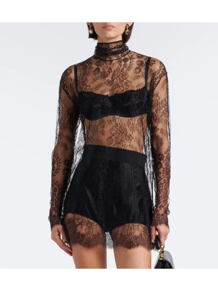 Kvetinové čipkované šaty Dolce&gabbana čierna