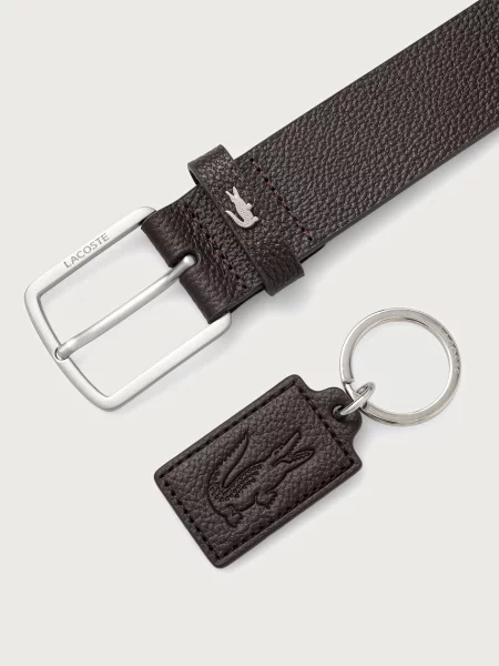 Lacoste curea pentru bărbați din piele maro