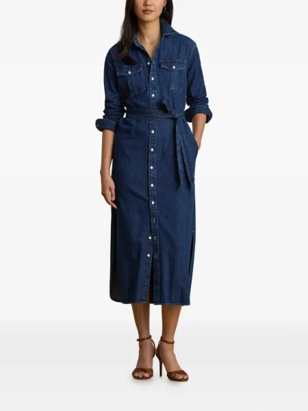 Ζωσμένος τζιν φόρεμα Lauren Ralph Lauren μπλε