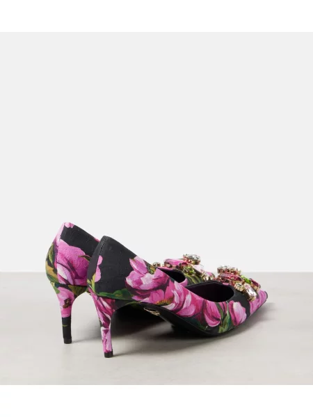 Pantofi cu toc Dolce&gabbana cu model floral negru