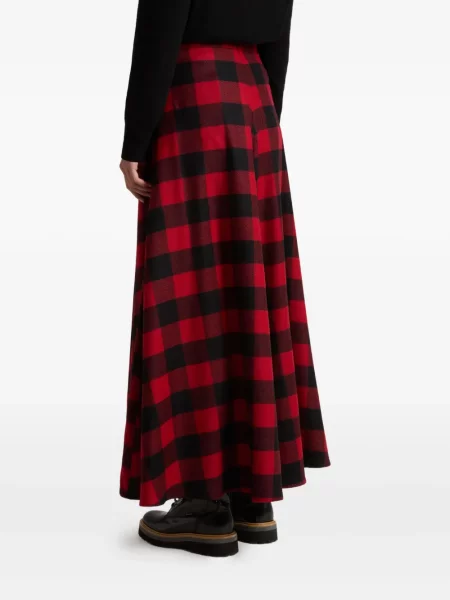Fustă Woolrich de lână în carouri roșu
