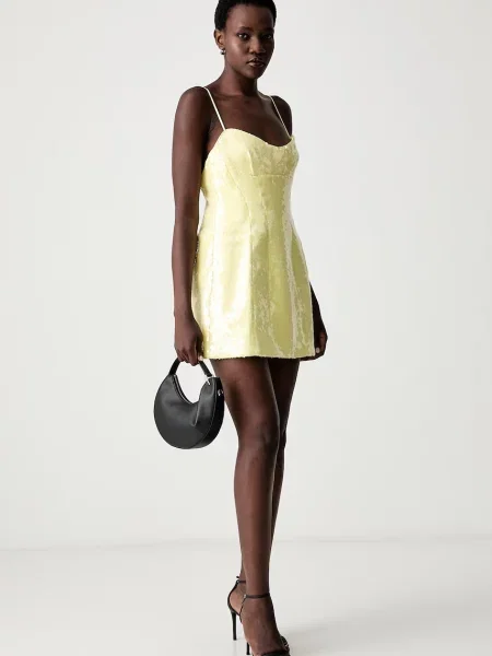 Bardot rochie BRANCA galben