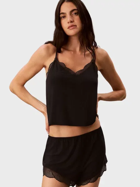 Мереживний топ Calvin Klein чорний