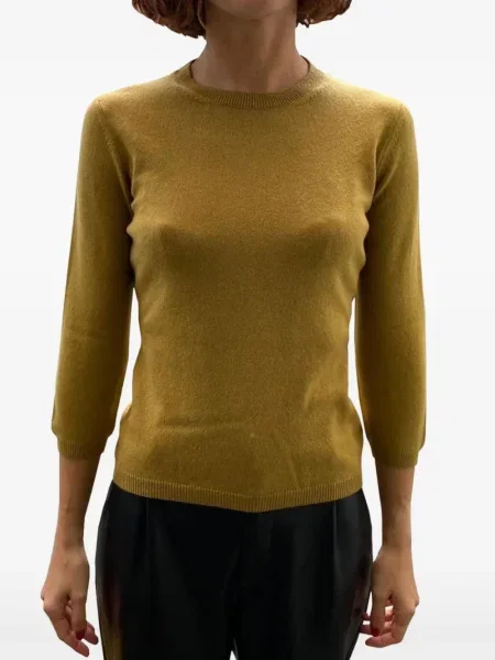 Pulover La Rose cu mâneci trei sferturi galben