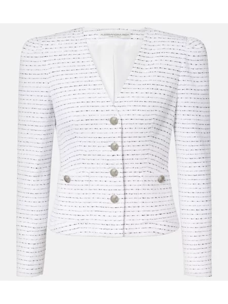 Geacă Alessandra Rich cu dungi din tweed alb