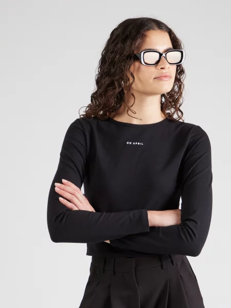 OH APRIL Tricou Ica negru alb