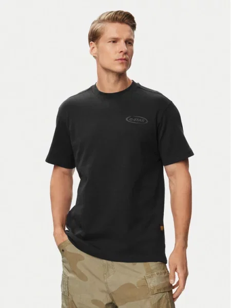 Тениска G-star Raw с автограф черно