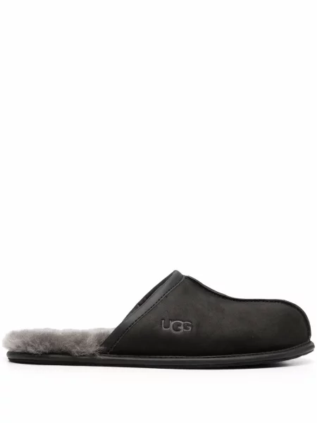 Papuci de casă Ugg din piele zdrențuiți negru