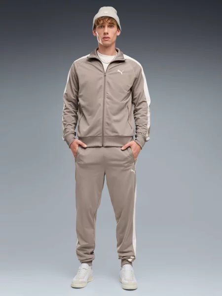 Трикотажные спортивные штаны Puma бежевые