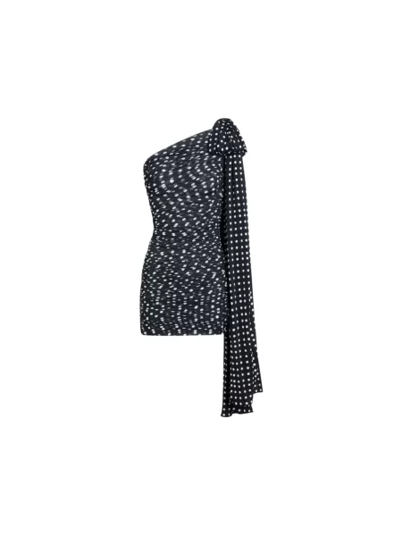 Sukienka mini Patou w grochy drapowana niebieska