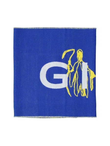 Szal Givenchy wełniana z logo niebieska
