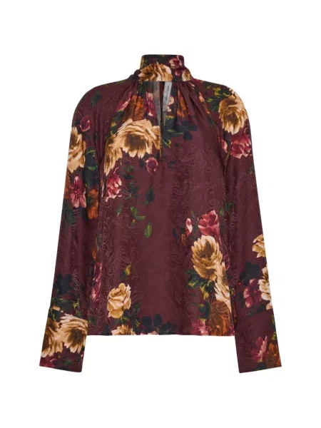 Bluză Cara Cara cu funde cu model floral roșu