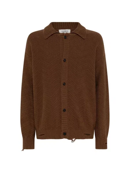 Плетена поло тениска Laneus кафяво