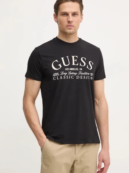 Тениска Guess с апликация черно
