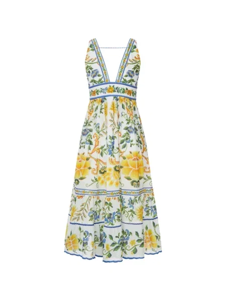 Rochie midi Farm Rio cu model floral alb