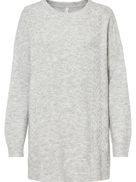 Sweter oversize we wzór w warkocze szary