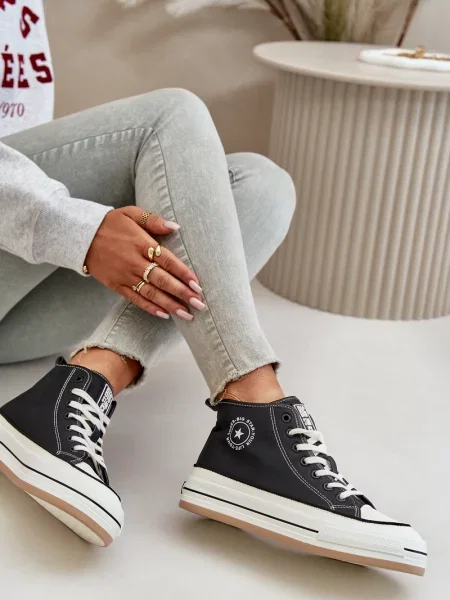 Sneakerși Big Star Shoes din piele negru