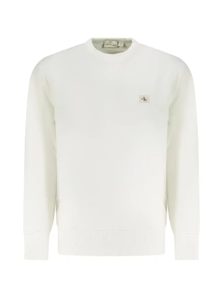 Hanorac crewneck Calvin Klein cu decolteu rotund cu autograf alb