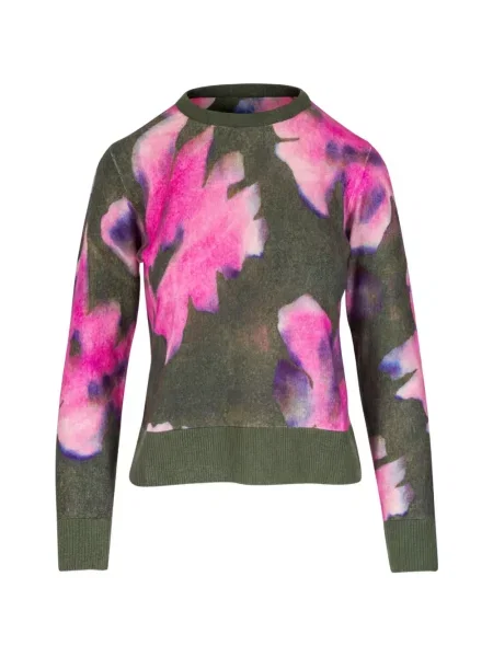 Pulover Kinross Cashmere din cașmir cu model floral cu imagine verde