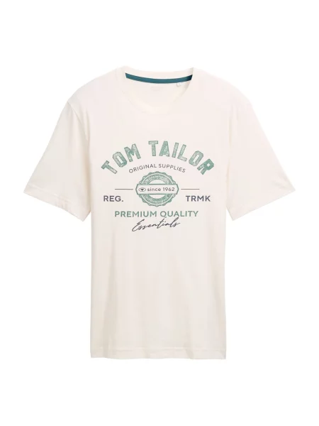 TOM TAILOR Tricou bleumarin / verde pin alb