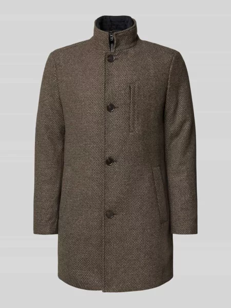 Płaszcz wełniany o kroju regular fit ze stójką Mcneal