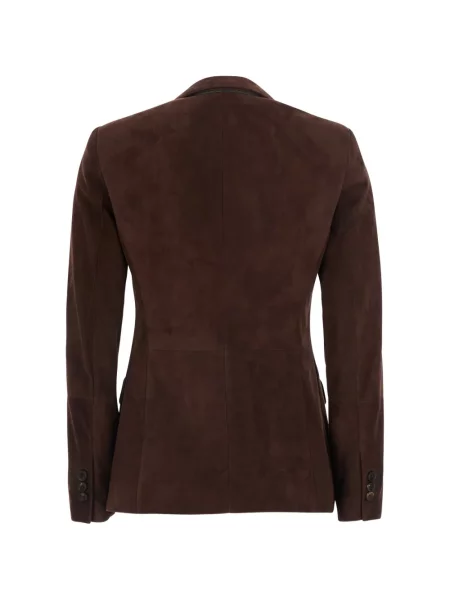 Sacou Brunello Cucinelli din piele de căprioară maro