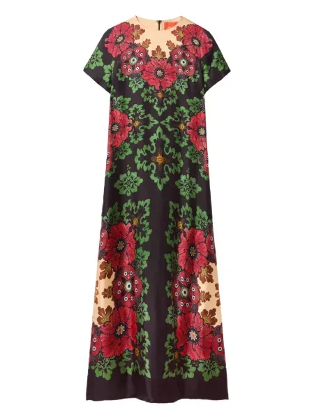 Rochie midi La Doublej cu model floral cu imagine până la genunchi roșu