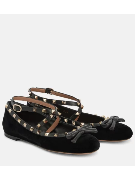 Balerini Valentino Garavani de catifea negru