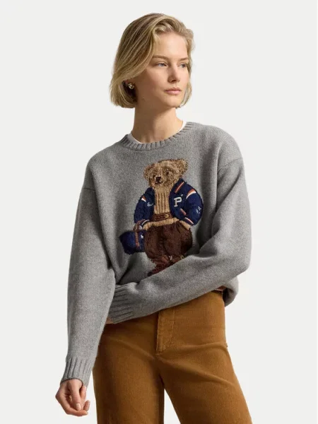 POLO RALPH LAUREN Gyapjú kötött pulóver | Relaxed fit kasmír hozzáadásával szürke