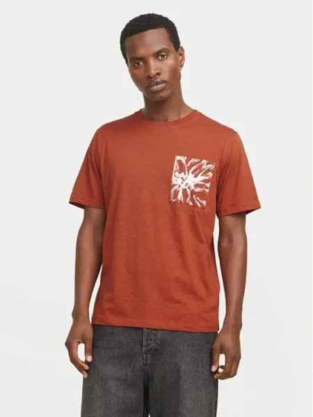 Jack&Jones T-Shirt Split Regular Fit καφέ