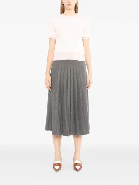 Tricou Thom Browne cu dungi cu petice roz