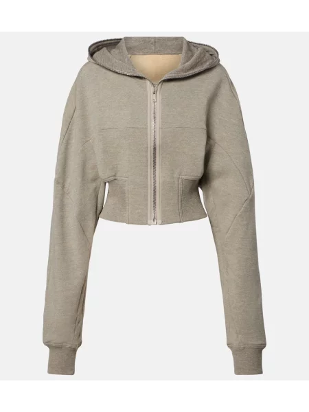 Bluza z kapturem Rick Owens z dżerseju o krotszym kroju szara