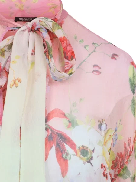 Cămașă Roberto Cavalli cu model floral cu imagine roz
