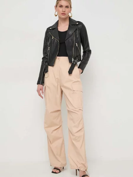 Lung tricou Patrizia Pepe din piele negru