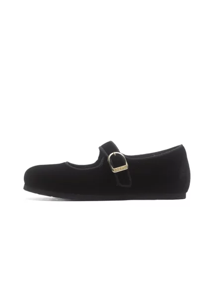 Aksamitne balerinki Birkenstock czarne