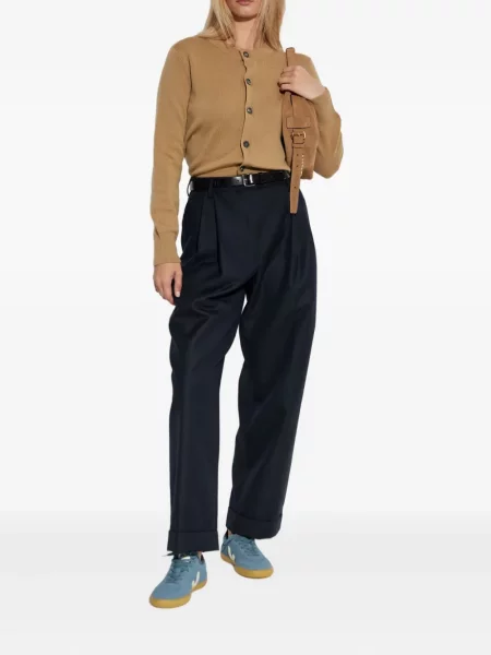 Cardigan Ami Paris de lână cu motiv cu inimi cu autograf maro